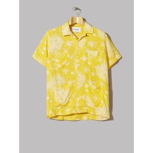 Corridor Yellow Floral Summer Shirt Short Sleeves Sz M
